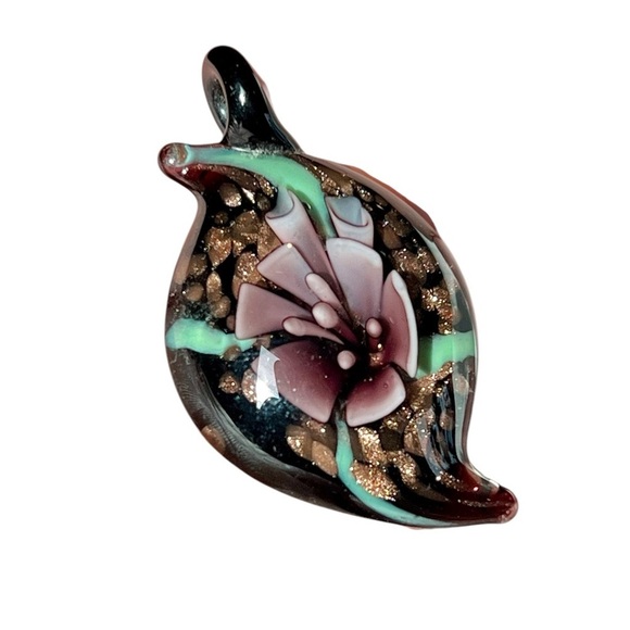 Vintage Murano Glass Large Floral Pendant Charm Statement - Picture 1 of 5